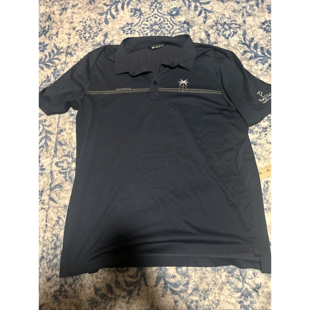 Travis Mathew Luna Sol Golf Polo White Chest Stripe Palm Tree Athleisure XL